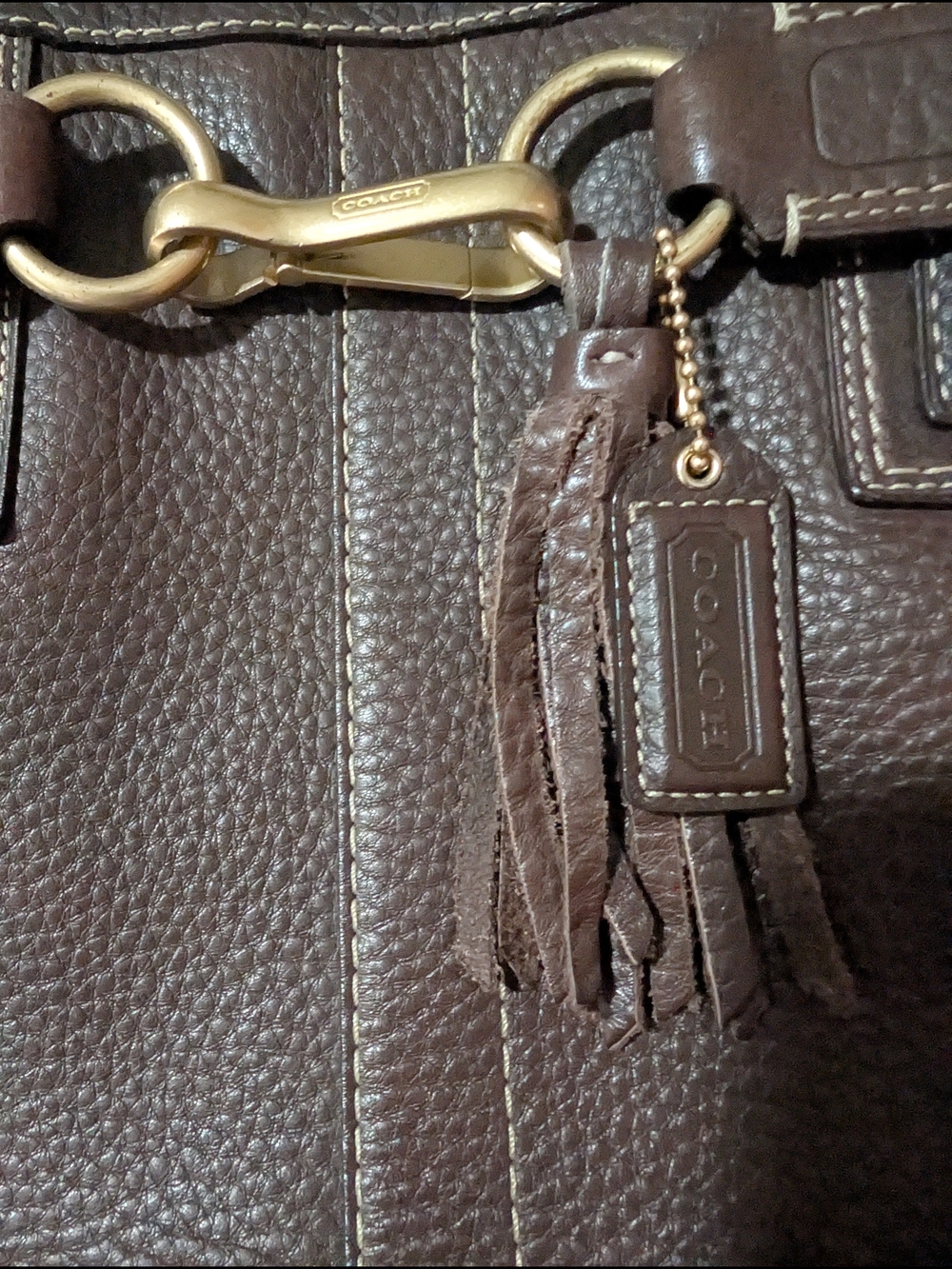 Vintage Coach Hamptons Carryall Travel Tote - Brown Pebbled Leather - Picture 3 of 9